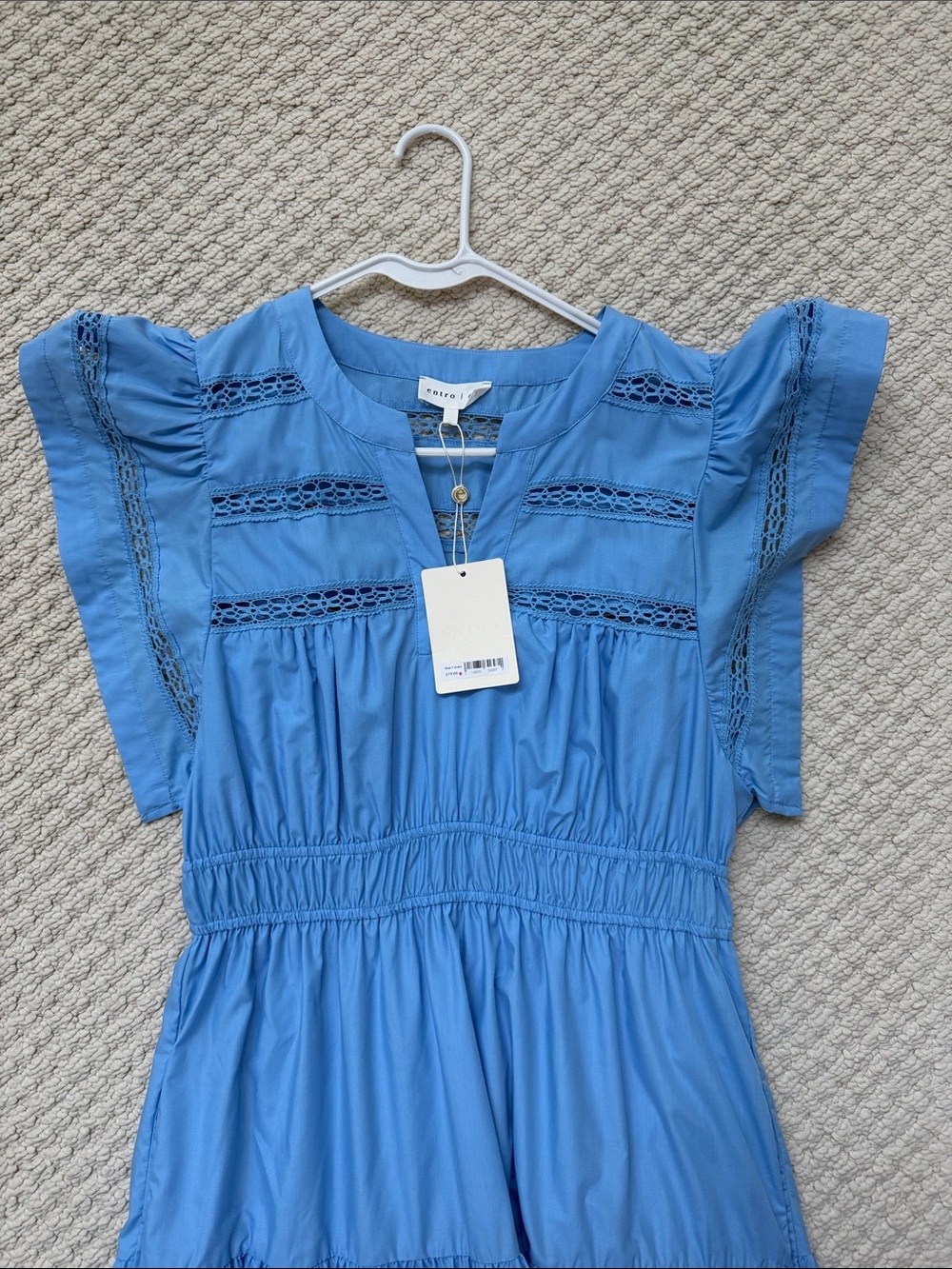 entro Blue Tiered Midi Dress with Lace Trim - Picture 3 of 7